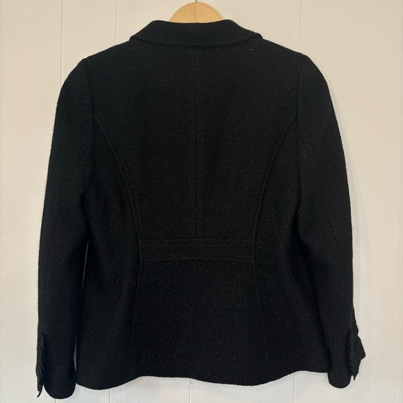 Talbots Women's Blazer Black/Metallic Jacket-Wool Blend-8 Petite-Ruffle-Warm - Picture 6 of 12